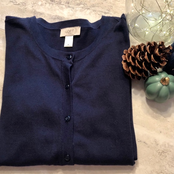 LOFT Sweaters - Loft Crew Neck Navy Cardigan Size M